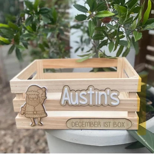Personalised Wooden & Acrylic Christmas/Easter Box Decoration/ Names / Santa / Bunny/ Decoration Only